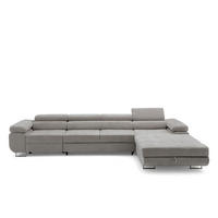 ECKSOFA ALONZO MAXI Rechts mit Schlaffunktion 125x195 Chenille Grau - Chromfarben/Grau, Holz/Textil (350/203cm) - Muffo