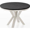ESSTISCH Clara Beige Cashmere runder ausziehbarer, Marmor Schwarz 120-200/120/76 cm - Kaschmir/Anthrazit, Holzwerkstoff/Metall (120/120/76cm) - WFL GROUP