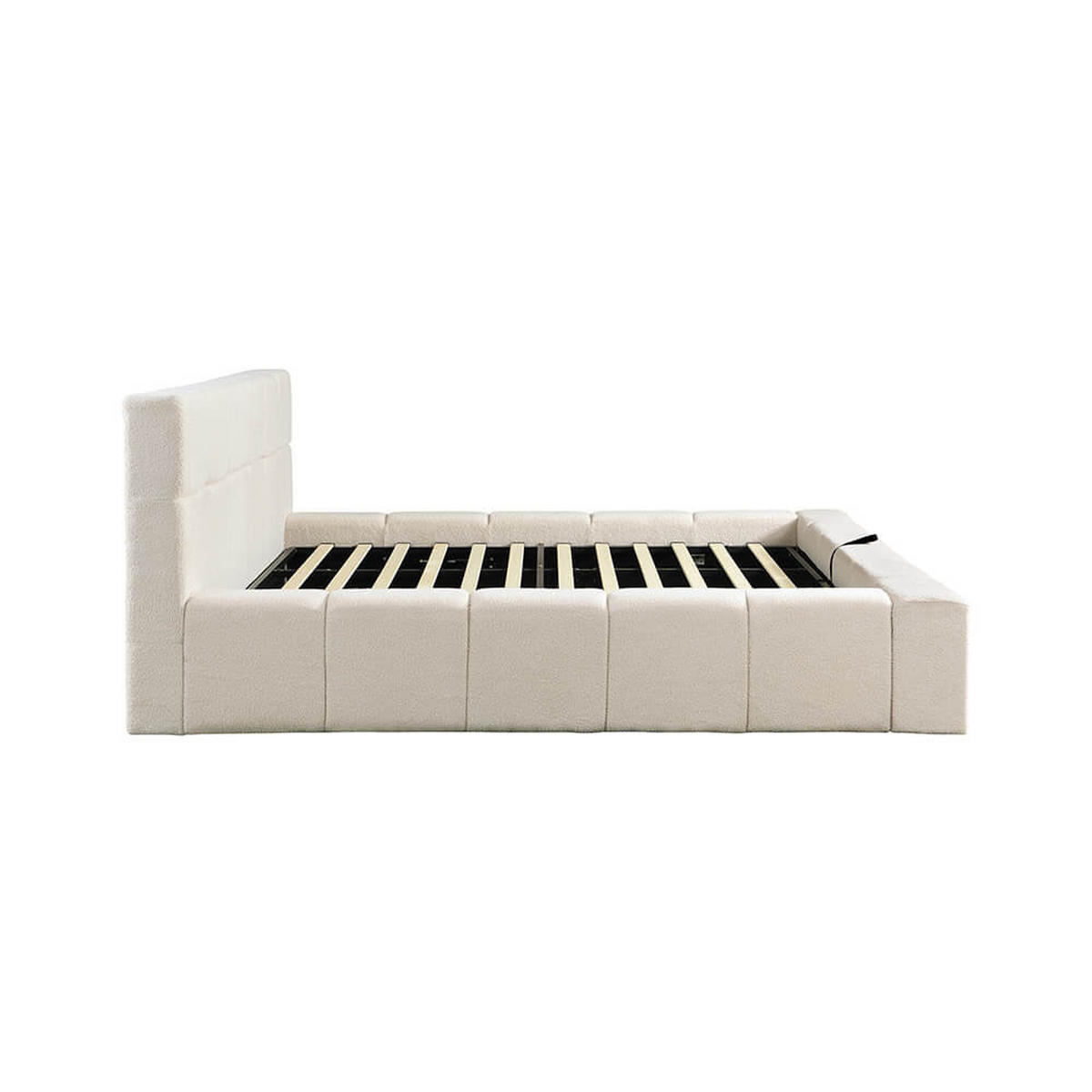 LED BETT GALA - Beige, ohne Matratze - Beige, Kunststoff - Home Deluxe