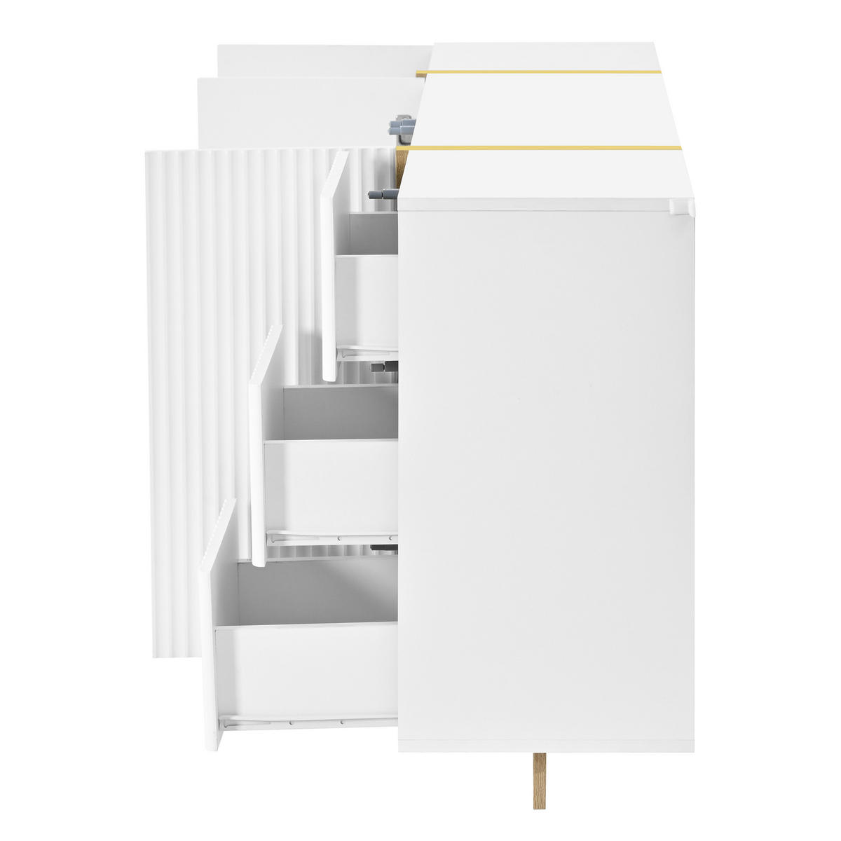 PŘÍBORNÍK se 3 dvířky a 3 zásuvkami, bílý, 140 cm - bílá, kompozitní dřevo (140/75/36cm) - Urban Meuble