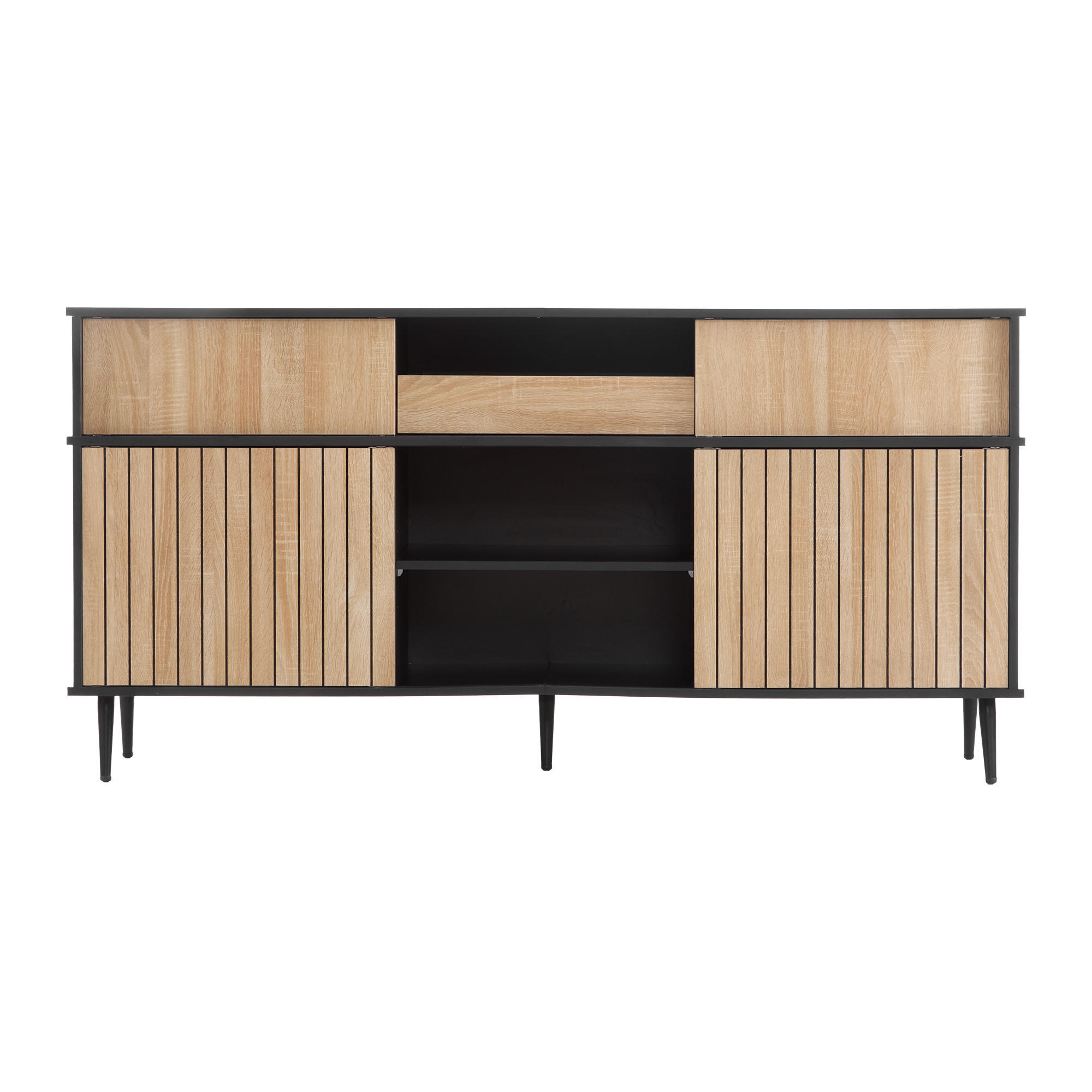 KOMMODE Eiche Schwarz 160/40/80 cm - Schwarz, Holzwerkstoff (160/80/40cm) - PANGIVO