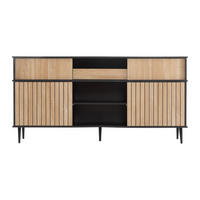 KOMMODE Eiche Schwarz 160/40/80 cm - Schwarz, Holzwerkstoff (160/80/40cm) - PANGIVO
