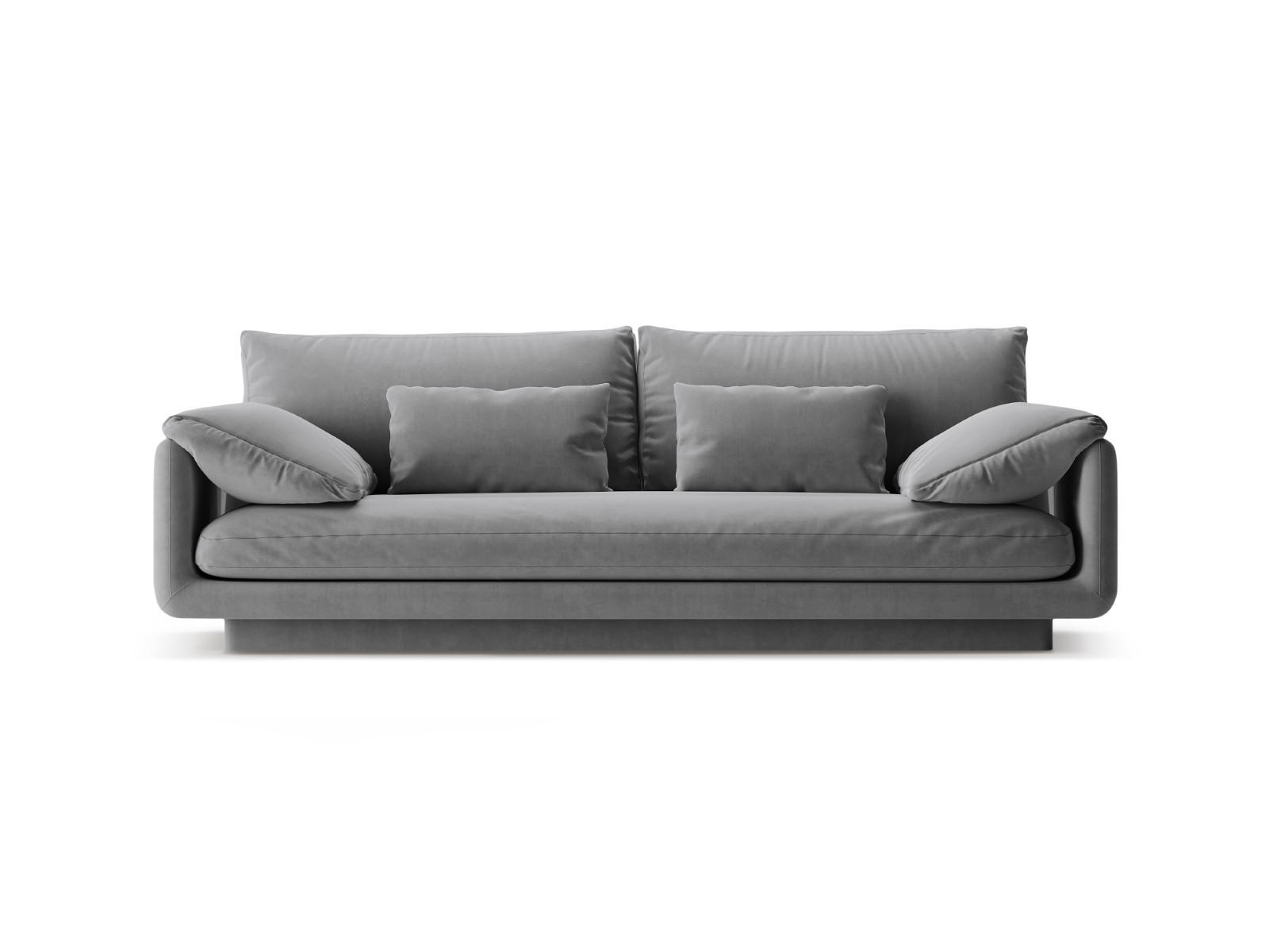 SOFA Torino aus Samt hellgrau 3 Sitzplätze - Hellgrau, Textil (103/83/220cm) - Micadoni