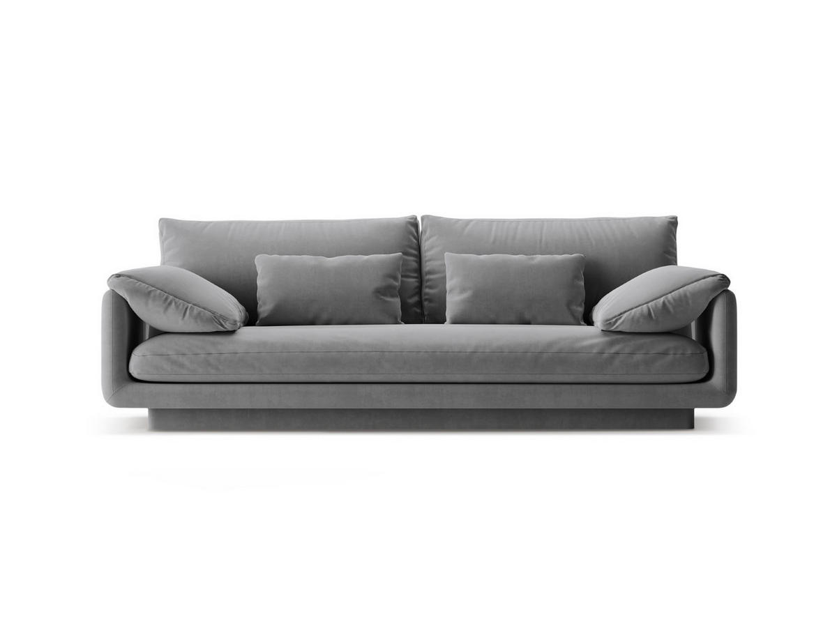 SOFA Torino aus Samt hellgrau 3 Sitzplätze - Hellgrau, Textil (103/83/220cm) - Micadoni