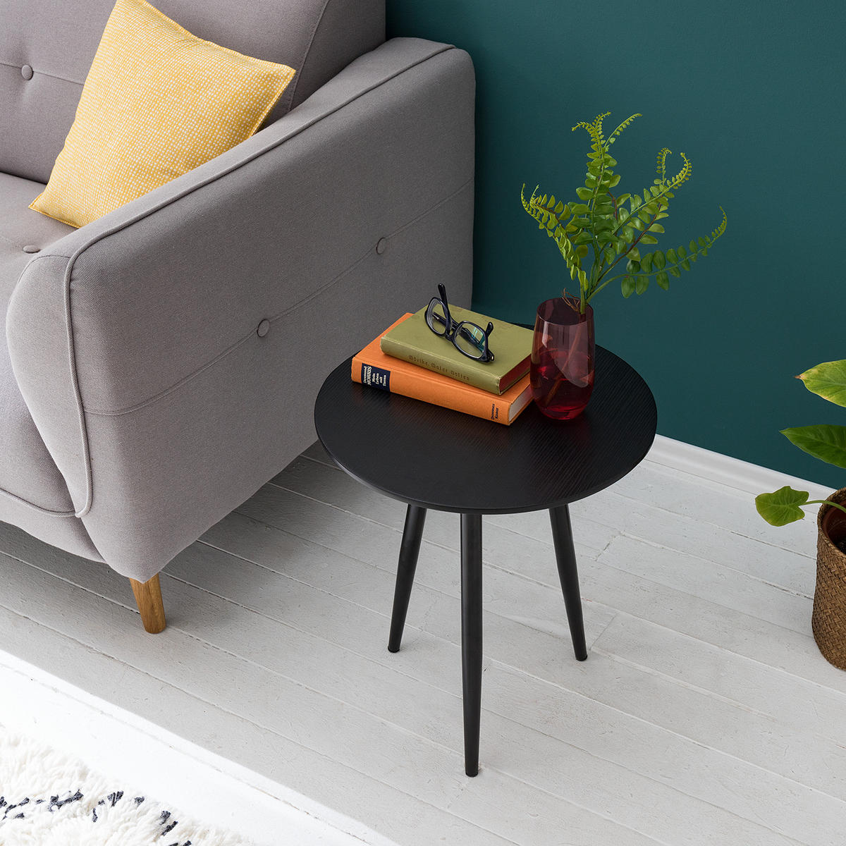 BEISTELLTISCH - Eiche Dekor Schwarz / Schwarz - Schwarz, Holzwerkstoff/Kunststoff (40/40/46cm) - home24