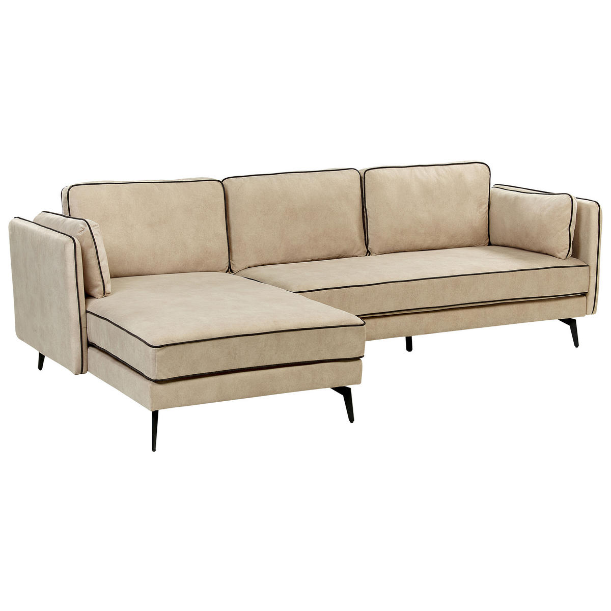 3-SITZER-ECKSOFA Samtstoff Beige Altan - Beige, Textil (268/157cm) - Beliani