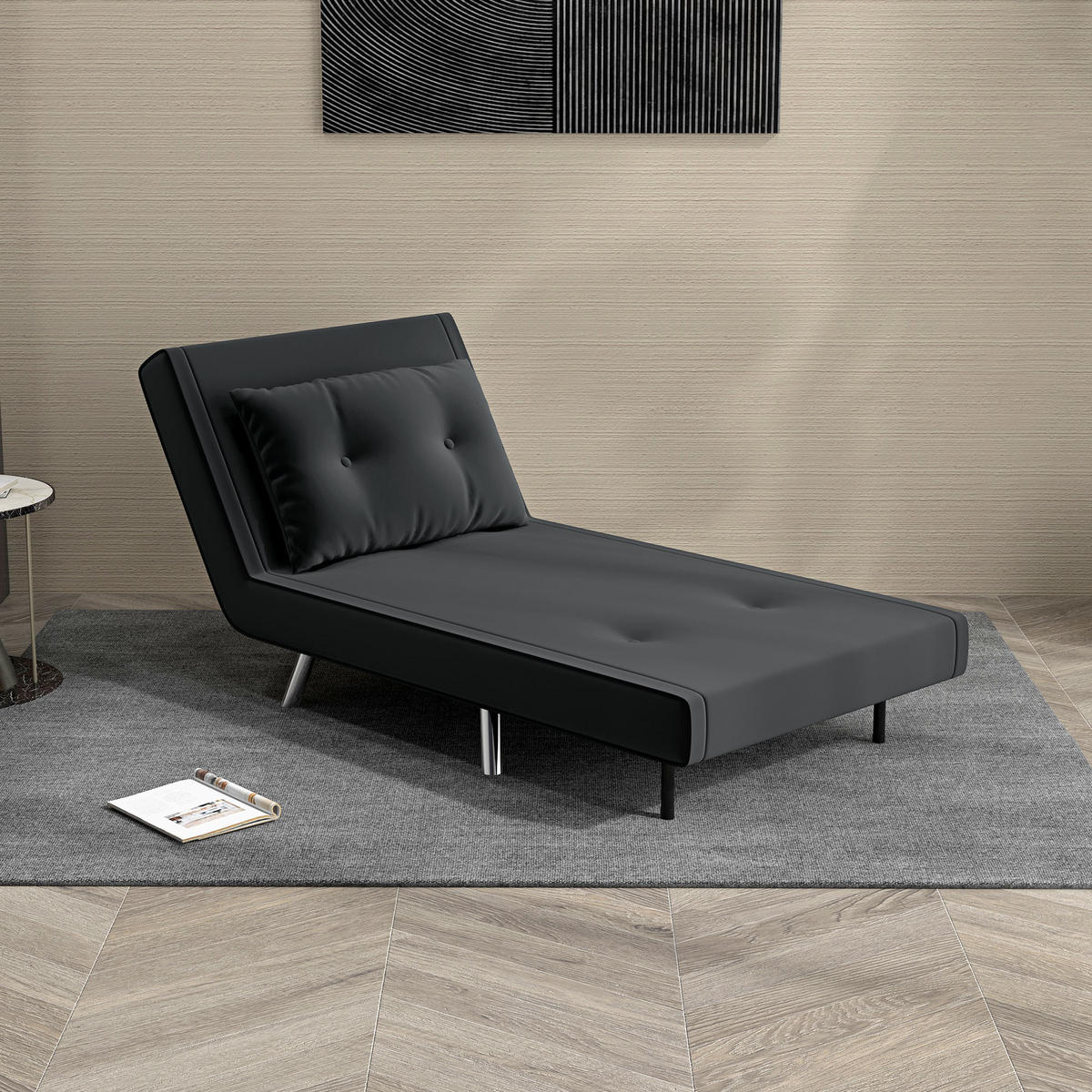 SCHLAFSESSEL, Samt, Stahl, Schwarz - Schwarz, Textil (88/83/77cm) - HOMCOM