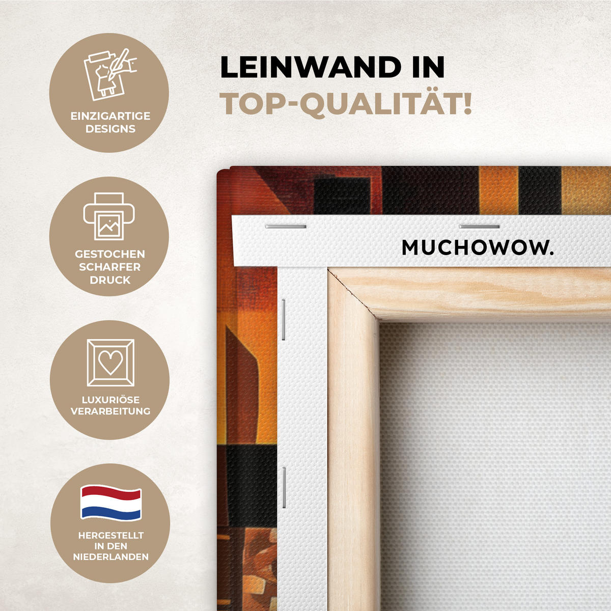 LEINWANDBILD Figuren - Abstrakt - Symbole 60x90 cm - Terracotta, Textil (60/90cm) - MuchoWow