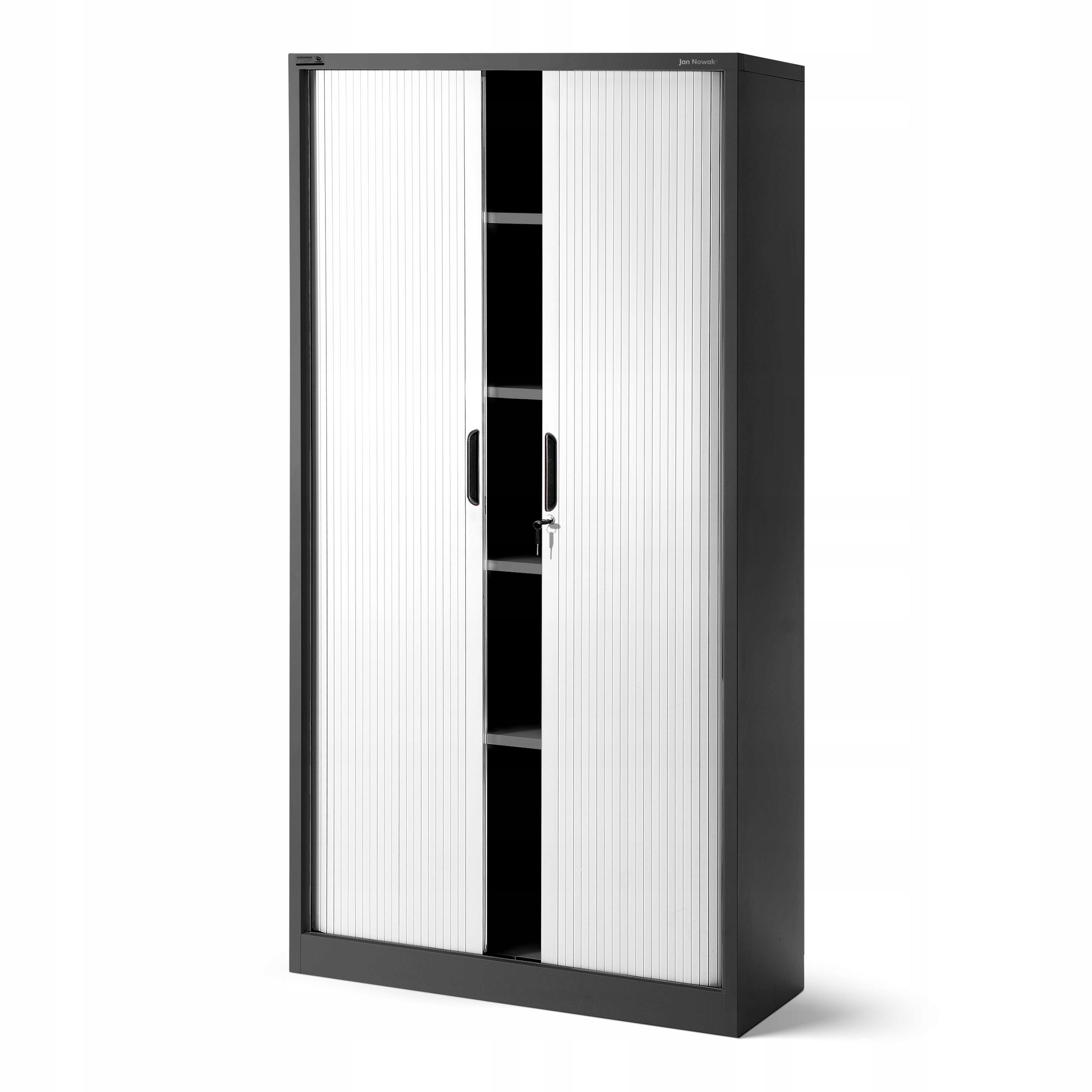 ROLLADENSCHRANK DAMIAN - Anthrazit/Weiß, Metall (90/185/45cm) - Jan Nowak