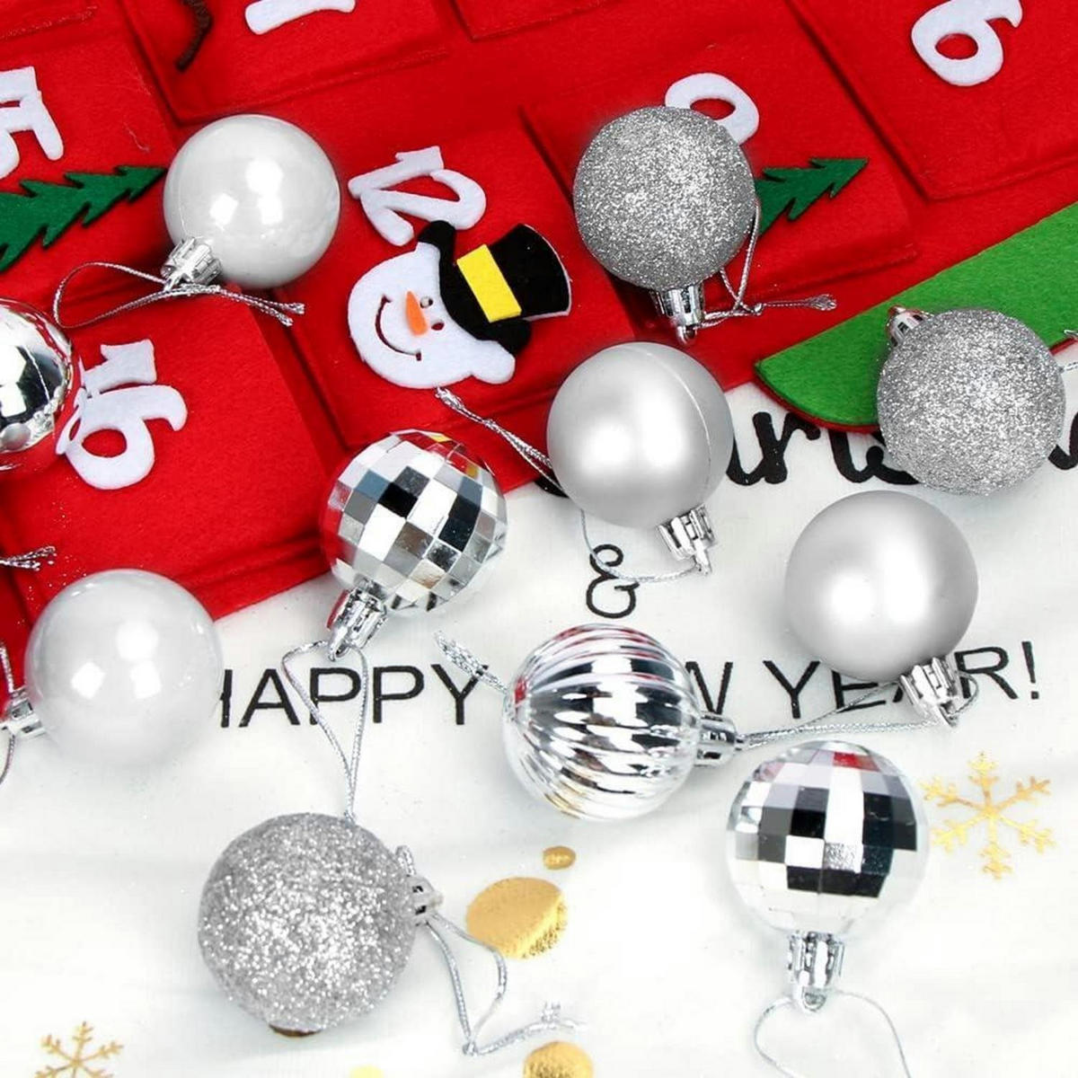 WEIHNACHTSKUGELN Set 36 Stück Kunststoff 4 cm Silber - Silberfarben, Kunststoff (4/4/4cm)