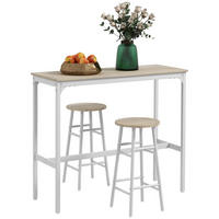 BARTISCH-SET DE-14727 2 Hocker mit Fußstütze Holzoptik/Weiß - Eichefarben, Holzwerkstoff (105/40/90cm) - ComfortXL