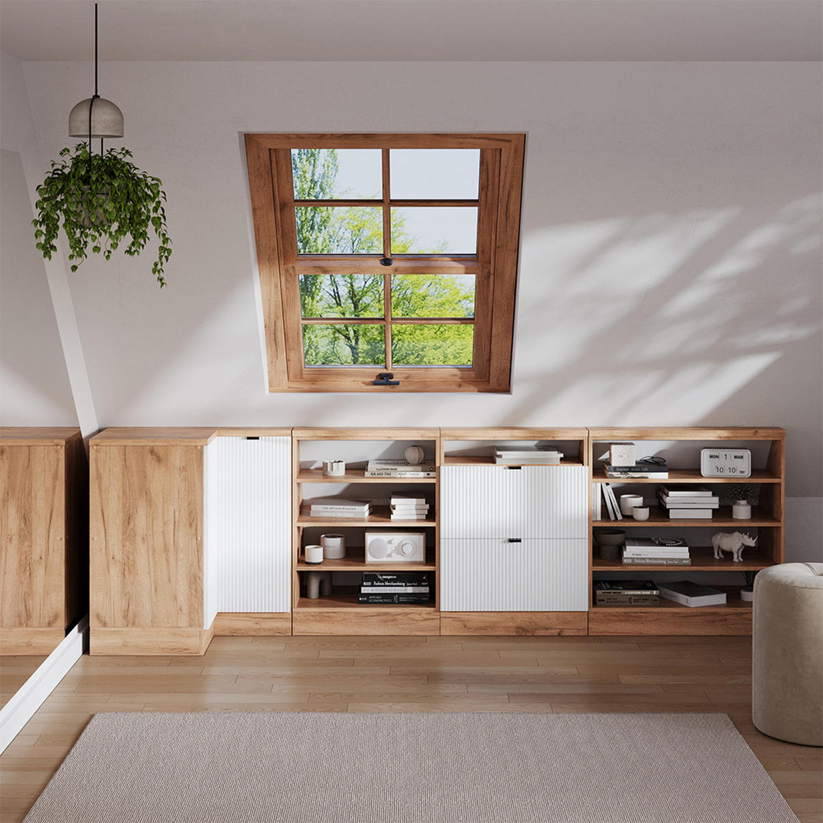 DACHSCHRÄGENSCHRANK ECKSCHRANK Rion Weiß Riffel 75.6 x 81.6 cm mit 1 Tür - Weiß, Holzwerkstoff (75.6/81.6/46cm) - Vicco