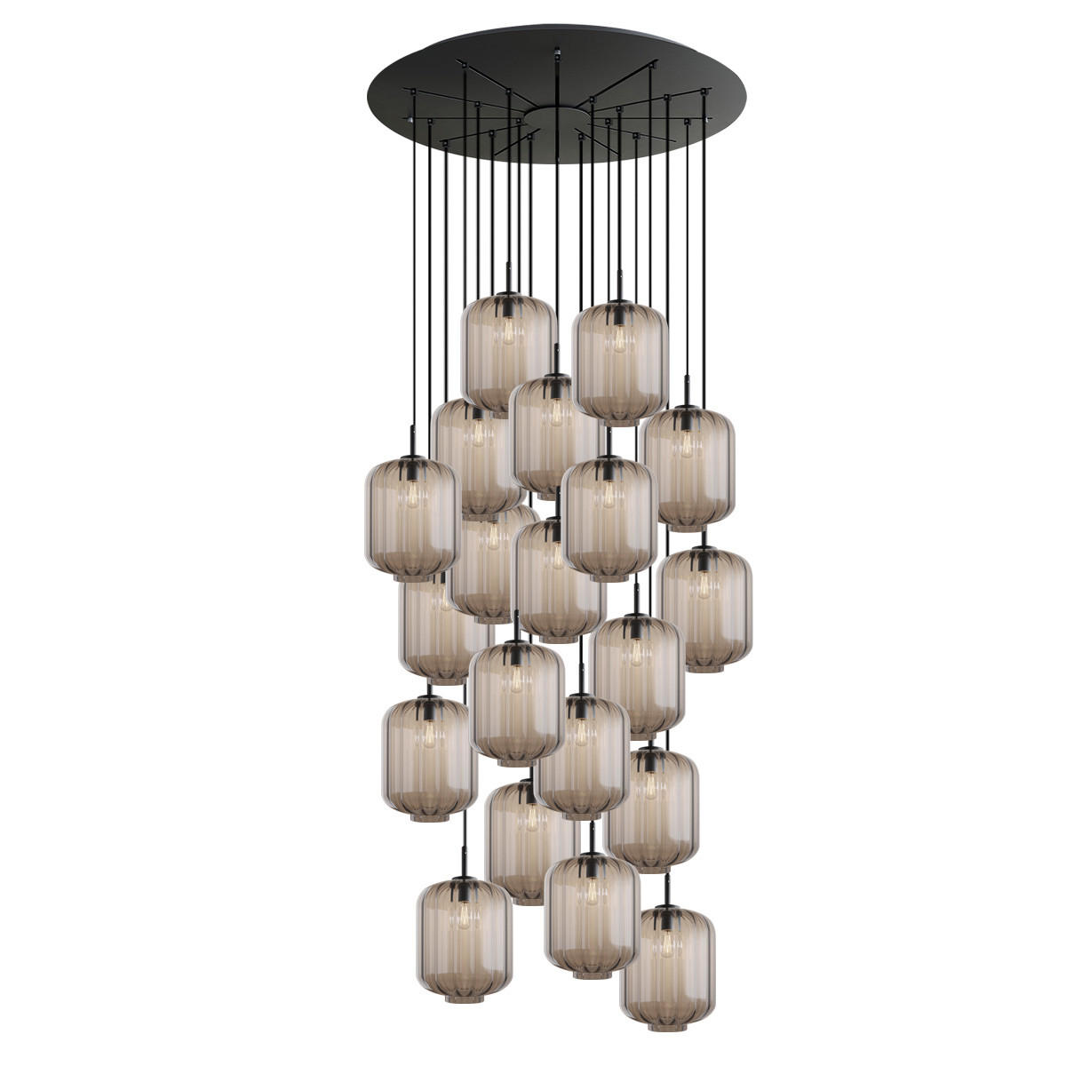 GALERIELEUCHTE Velo 20-flammig Klar Ø 25 cm - Klar/Schwarz, Glas (25/25/27cm) - s.luce
