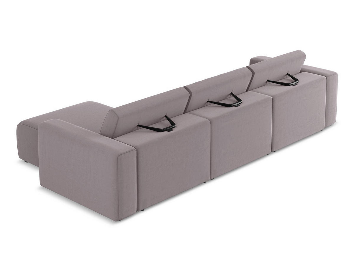 ECKSOFA Rechts Samt Stoff Violett - Lila/Flieder, Kunststoff/Textil (314/167cm) - Makamii