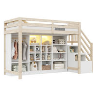HOCHBETT 90/200 cm aus Holz mit Stauraum, LED-Beleuchtung, Holzfarbe - Naturfarben, Holz (90/200cm) - OKMYHOME