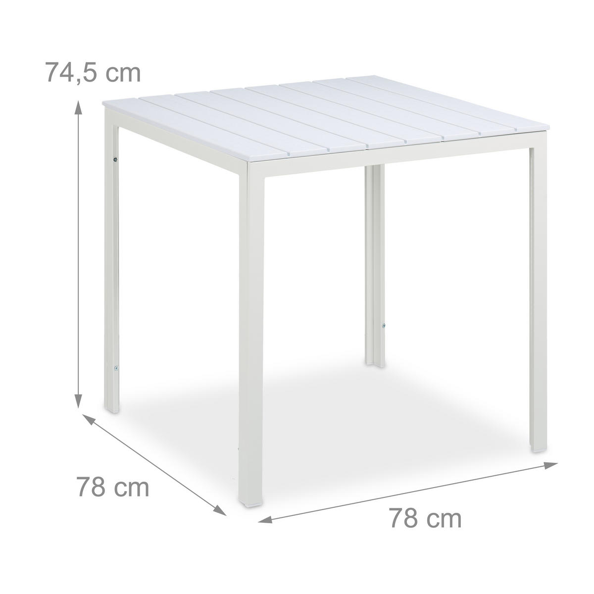 GARTENTISCH - Weiß, Kunststoff/Metall (78/78/74.5cm) - Relaxdays