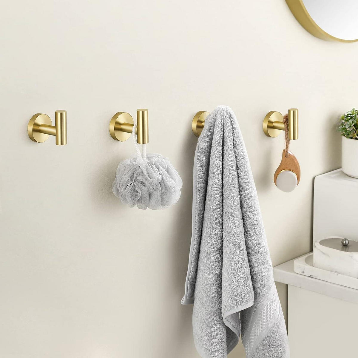 HANDTUCHHAKEN 4-teiliges Set Gebürstetes Gold Edelstahl - Goldfarben, Metall (13.5/5.6/16cm)