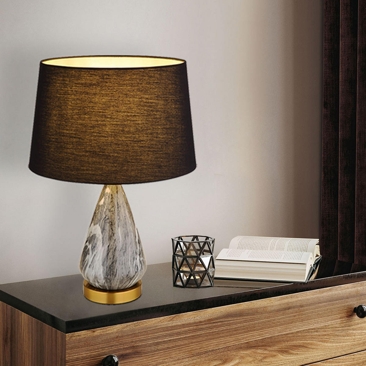 LED TISCHLEUCHTE Metall Schwarz - Schwarz, Metall (35/35/54cm) - Globo Lighting