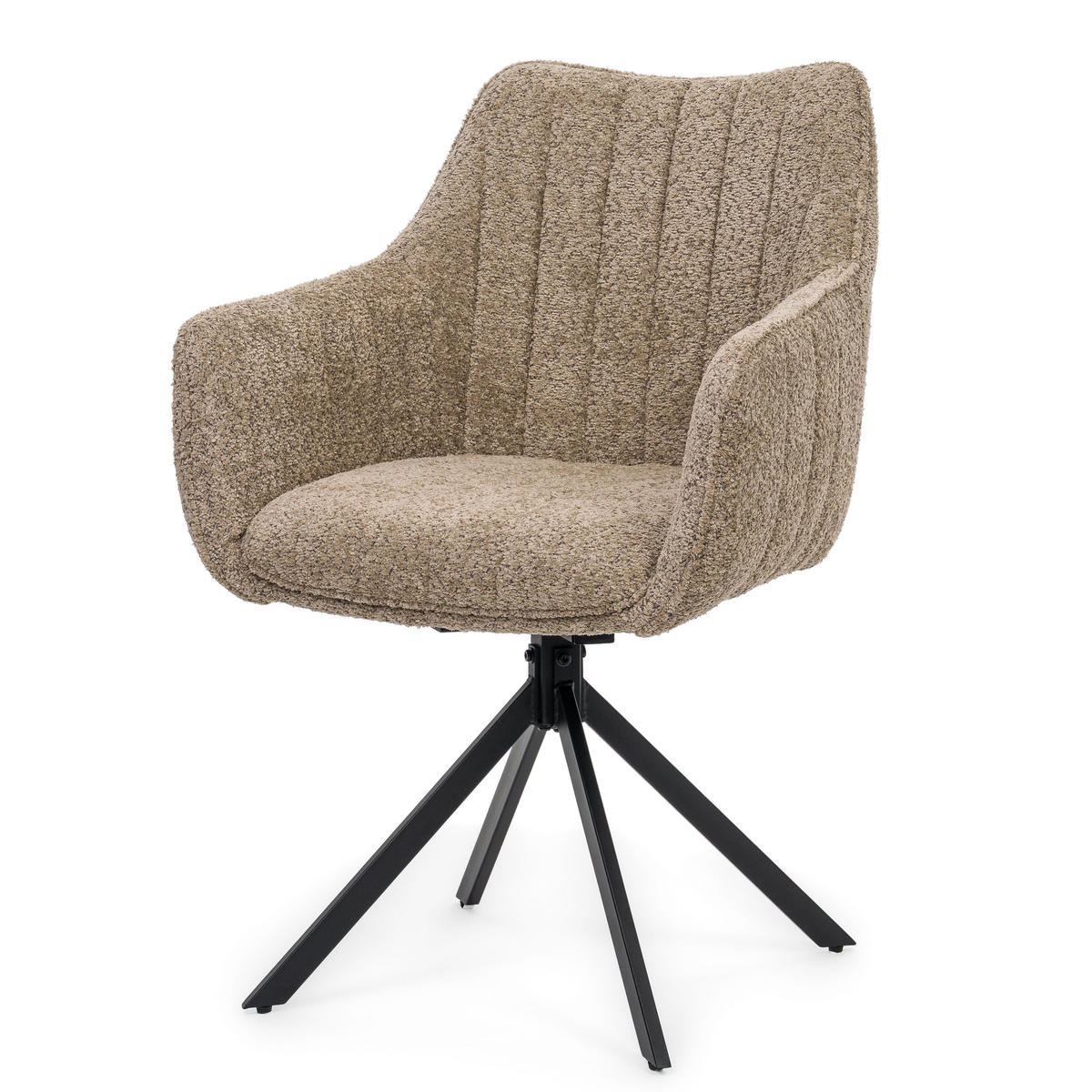 STUHL PIANO drehbar gepolsterter mit Steppung - beige - Boucle - Beige/Schwarz, Textil/Metall (59/88/61cm) - NEW HOME