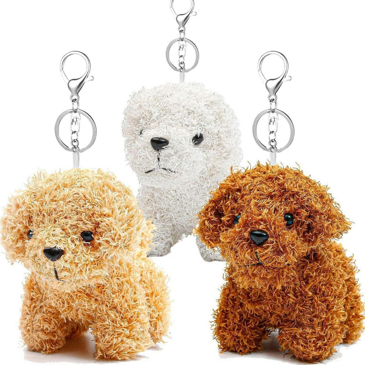 STOFFTIER 3er Set Hunde mit Schlüsselanhänger 12 cm - Multicolor, Textil (12/12cm)