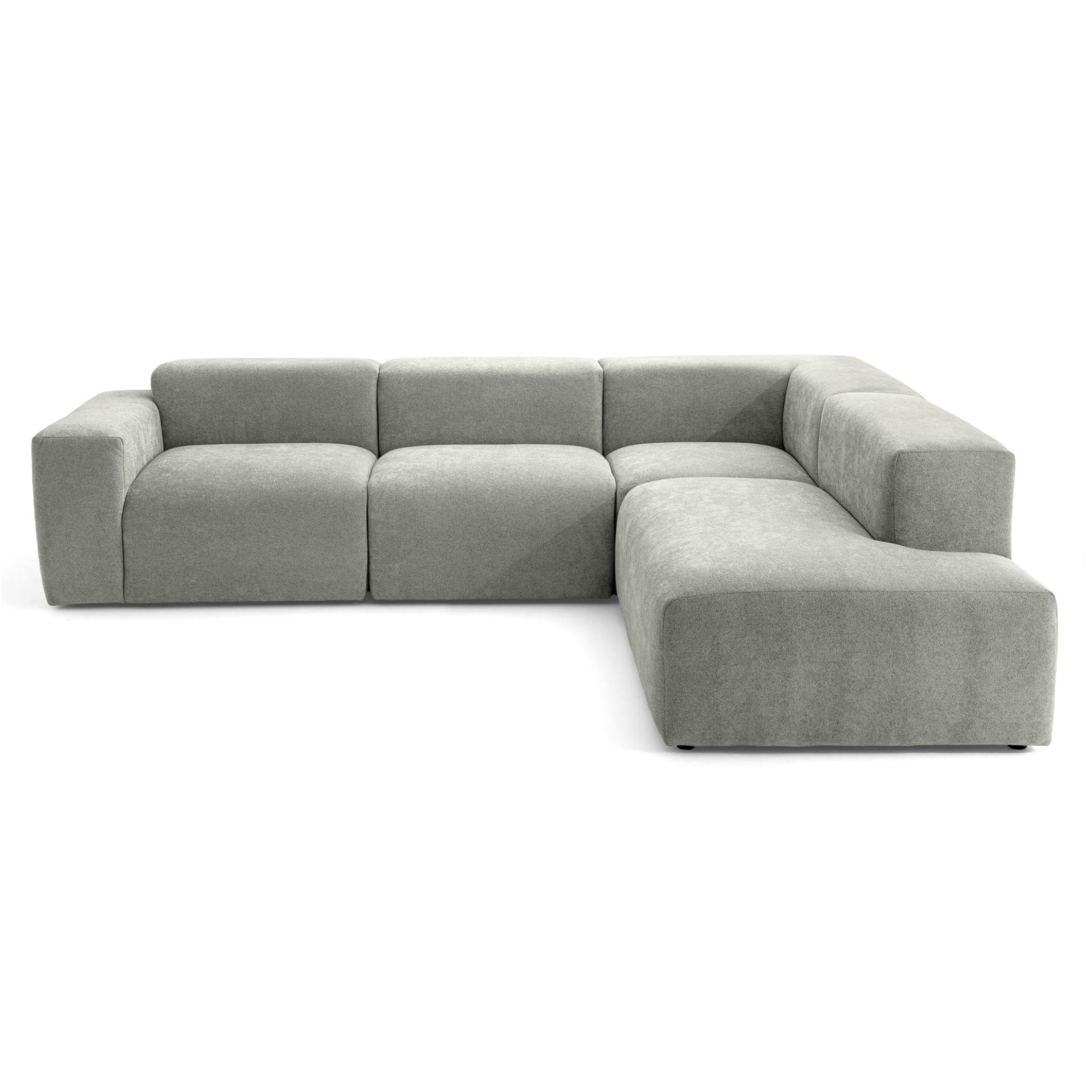 4-SITZER modulares Ecksofa HEAVEN SET 2 Rechts, Breite 300 cm Webstoff Grau - Schwarz/Grau, Holz/Kunststoff (245/300cm) - Muffo