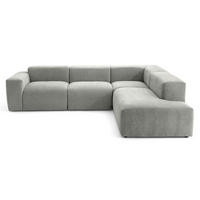 4-SITZER modulares Ecksofa HEAVEN SET 2 Rechts, Breite 300 cm Webstoff Grau - Schwarz/Grau, Holz/Kunststoff (245/300cm) - Muffo