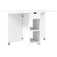 KLAPPTISCH 114,5/70/75 cm mit 2 ausklappbaren Platten, Schublade und offenen Fächern, Weiß - Weiß, Holzwerkstoff (114.5/70/75cm) - Redom