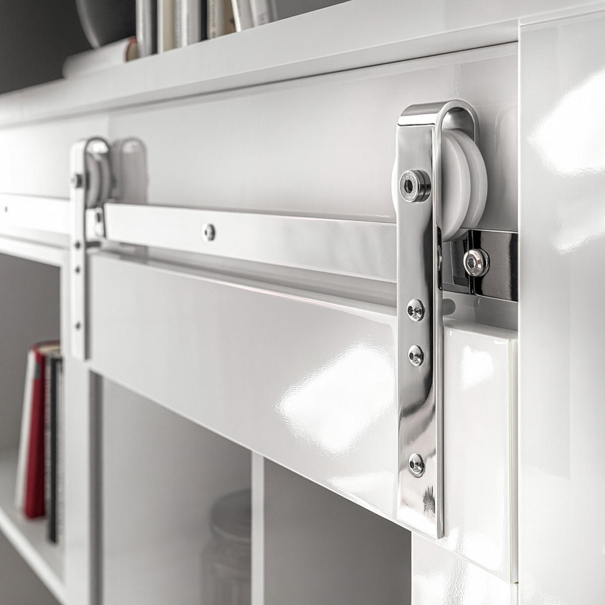 SIDEBOARD weiß Hochglanz 201 x 92 cm, Kommode mit Soft-Close - Chromfarben/Weiß Hochglanz, Holzwerkstoff/Kunststoff (201/92/43cm) - Furn.Design