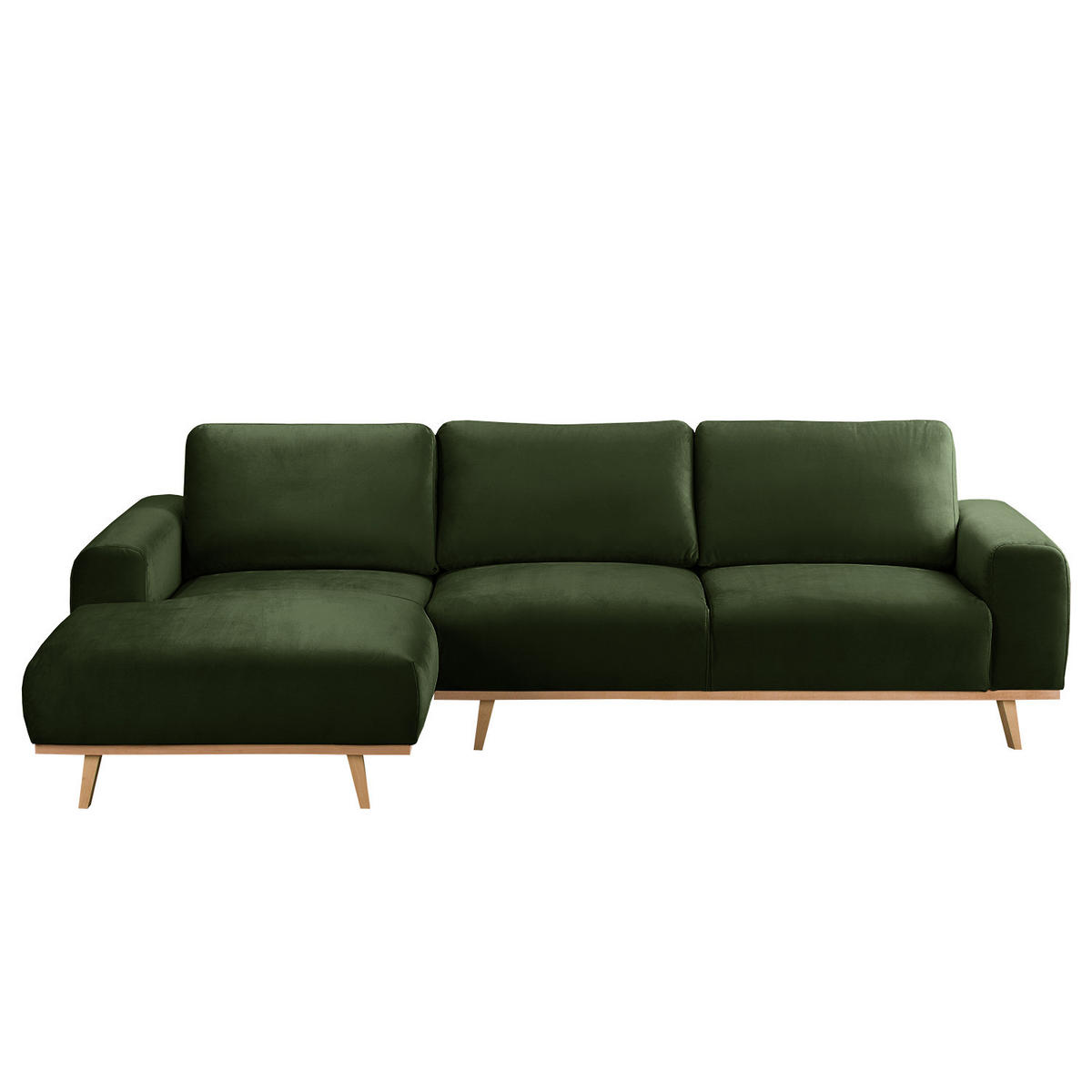 ECKSOFA - Samt - Dunkelgrün, Textil (286/152cm) - home24