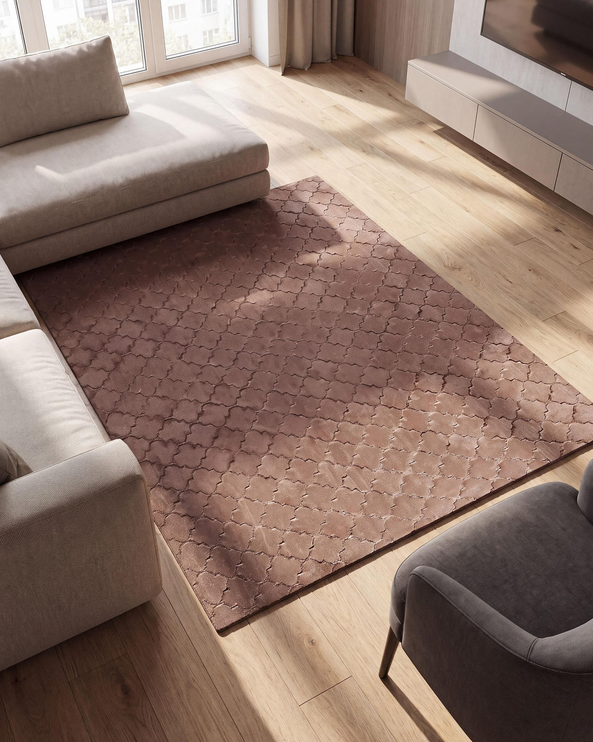 SHAGGY-KUNSTFELLTEPPICH Gharo 230/160 cm - Braun, Kunststoff (160/230cm) - Beliani