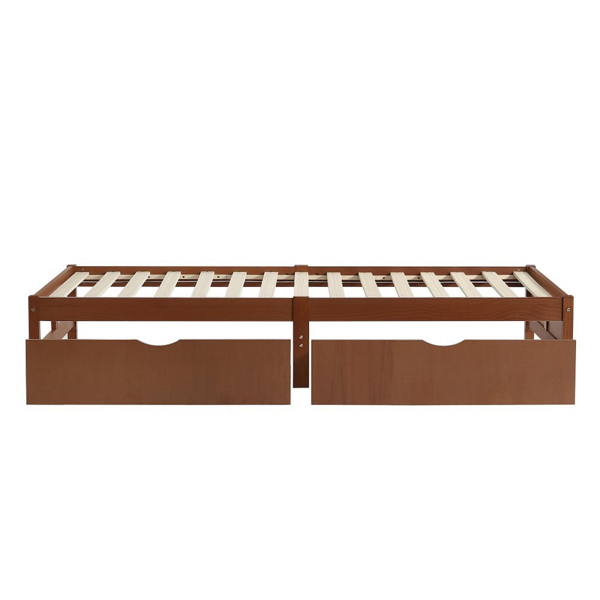 FLACHBETTEN 90x200cm in Rotbraun，Schubladen mit Rollen - Rotbraun, Holz (90/200cm) - KOMHTOM