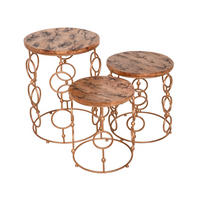 BEISTELLTISCH Jason 3er Set Mangoholz Gold 44x36x36cm - Goldfarben, Holz (36/36/44cm) - DELUKE