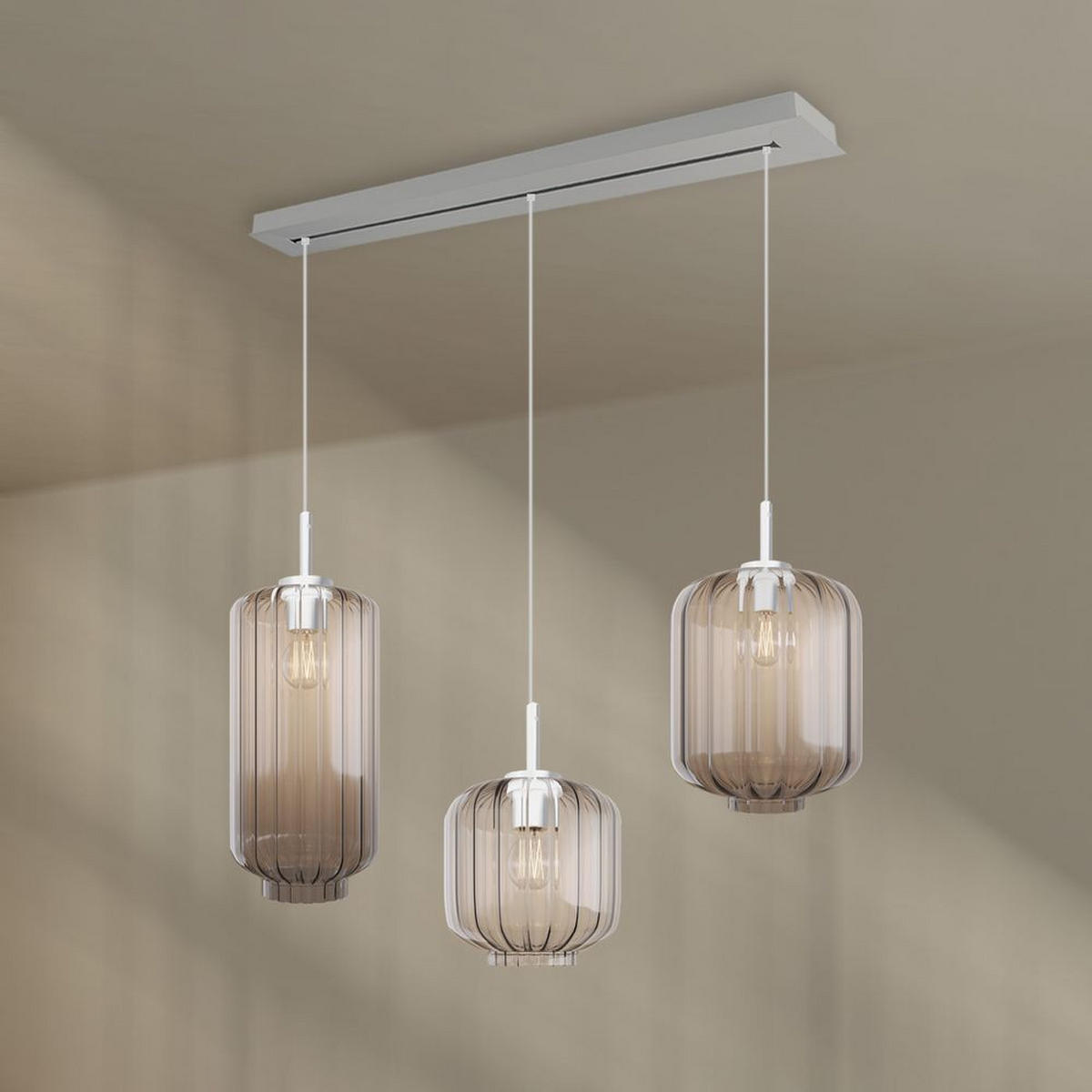 HÄNGELEUCHTE Velo 3-flammig Klar Ø 18/20/25cm - Klar/Weiß, Glas (25/25/27cm) - s.luce