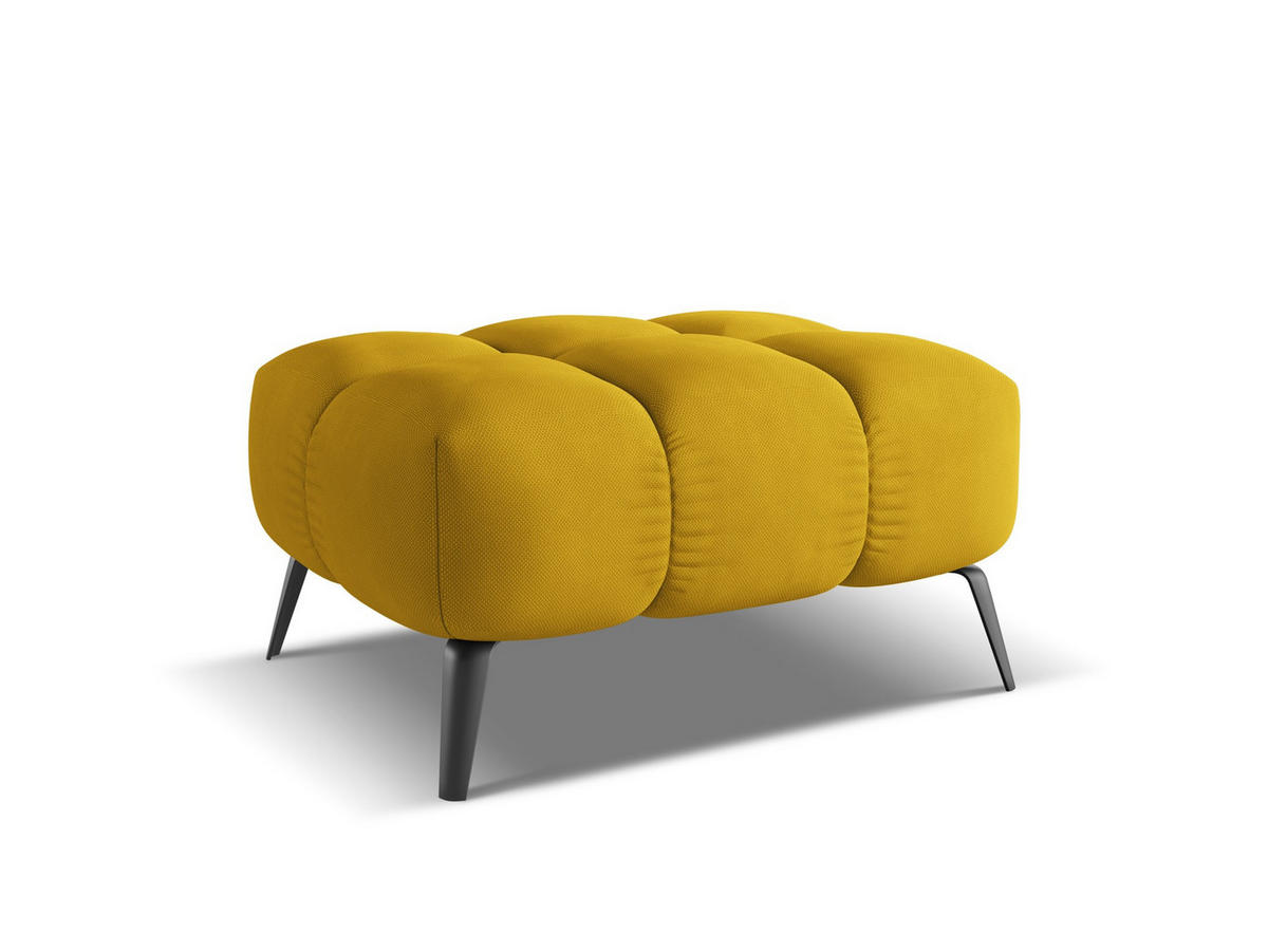 POUF Chenille Stoff Gelb - Currygelb/Gelb, Textil/Metall (78/41/60cm) - Makamii