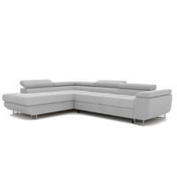 ECKSOFA ANTON links, mit Schlaffunktion und Bettkasten Hellgrau - Hellgrau, Holzwerkstoff/Kunststoff (274/203cm) - Idohome