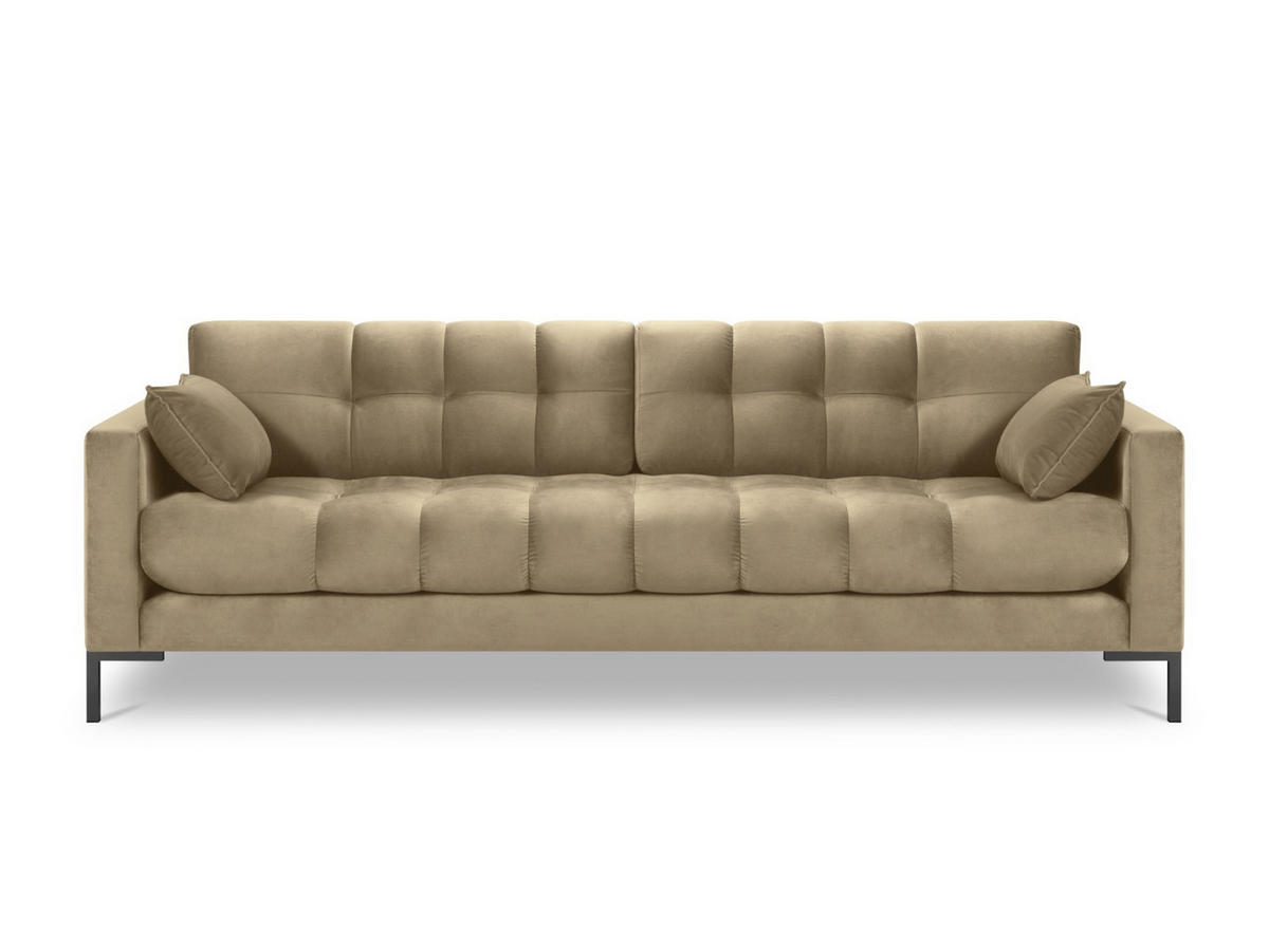 SOFA Mamaia aus Samt beige 4 Sitzplätze - Beige, Textil (92/75/217cm) - Micadoni