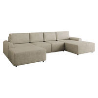 WOHNLANDSCHAFT Bella XL - Beige/Schwarz, Holz/Kunststoff (338/85/168cm) - MIRJAN24