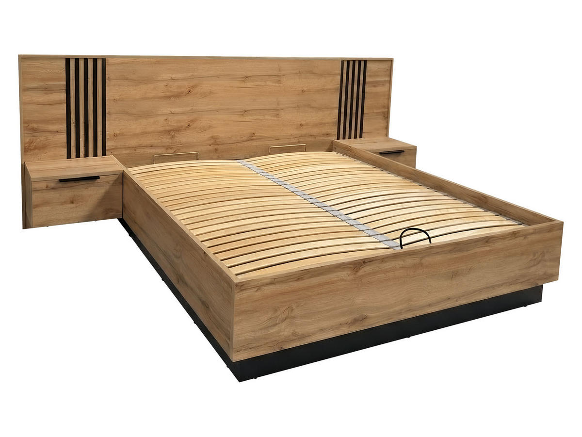 BETT Bali Lux - Eichefarben/Weiß, Holzwerkstoff (160/200cm) - MIRJAN24
