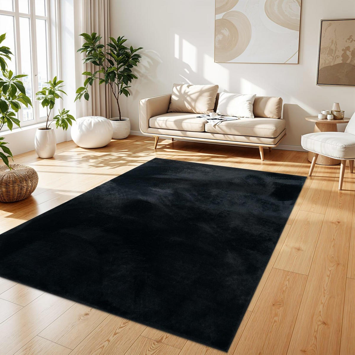 HOCHFLORTEPPICH 240/340 SOFT 380 - Schwarz, Kunststoff (240/340cm) - Paco Home