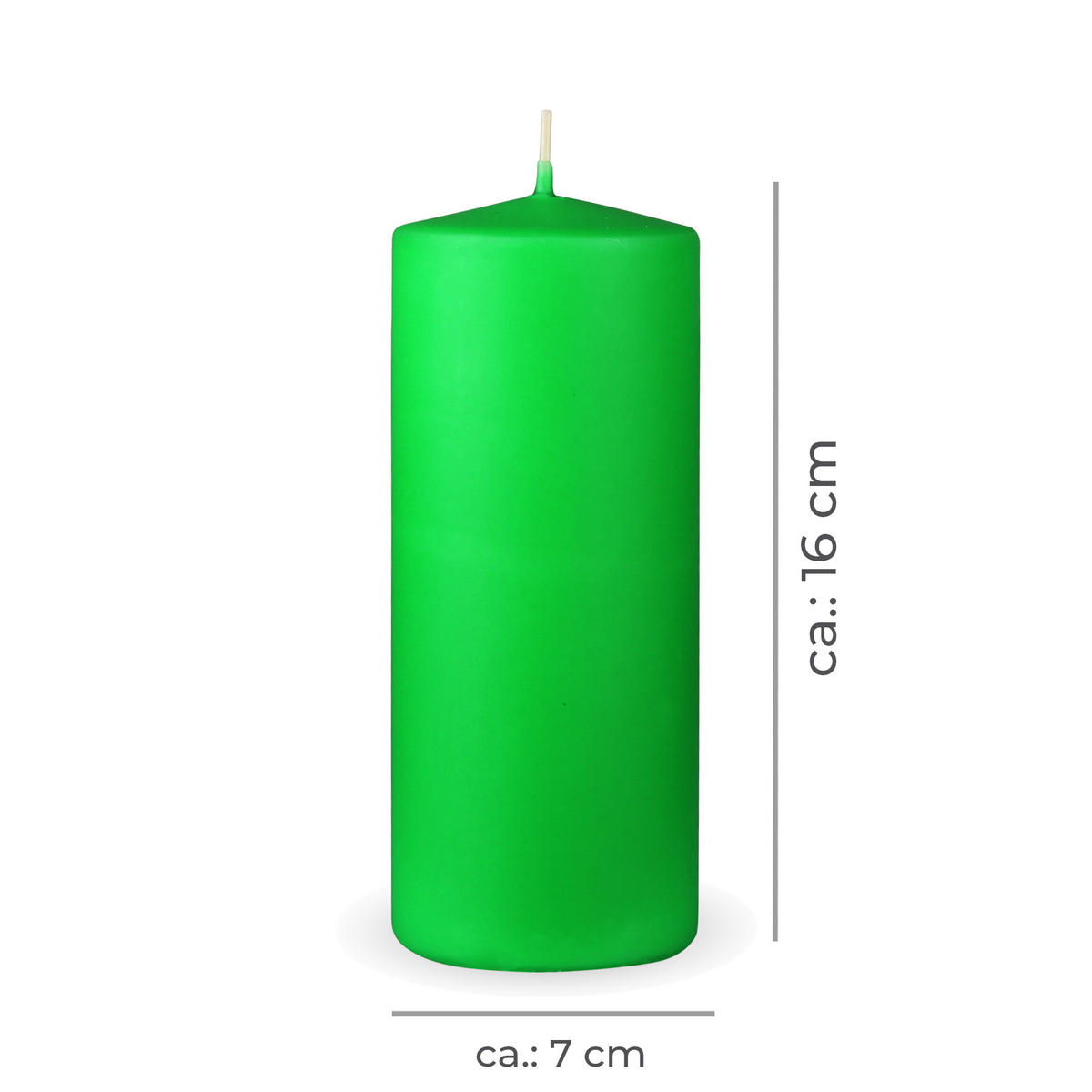 STUMPENKERZEN "Hellgrün", Größe Ø7cm x Höhe: 16 cm - Hellgrün, Naturmaterialien (7/16cm) - HS Candle