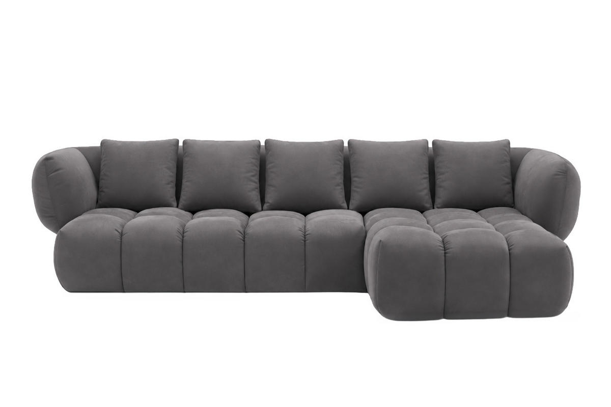 ECKSOFA L-Form, Veloursstoff Bluvel, Aschgrau, Rechts, SEVIO L - Grau, Holz (242/175cm) - Kaiser Möbel
