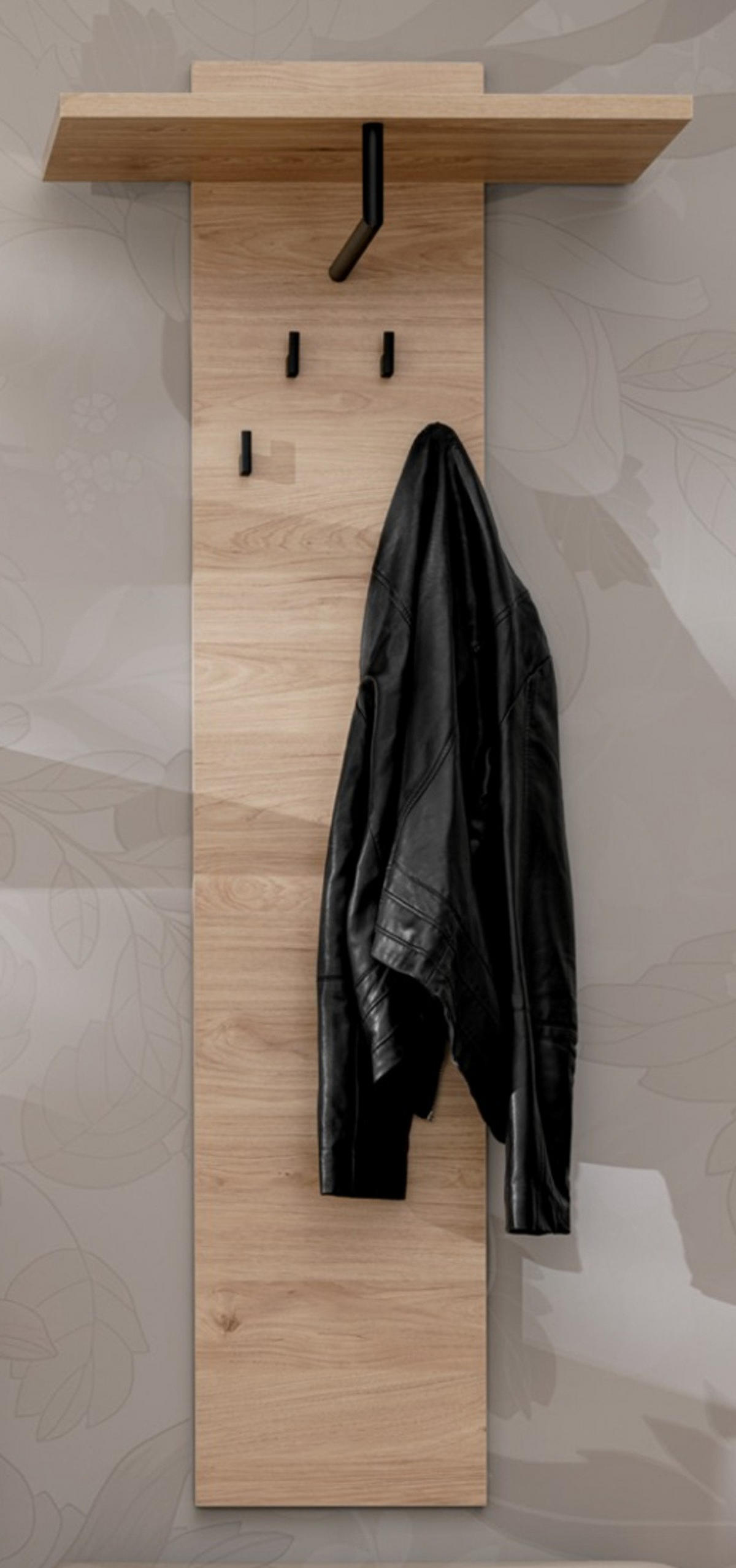 GARDEROBENPANEEL Eiche Jackson 60 cm, Wandgarderobe mit Kleiderstange - Eichefarben, Holzwerkstoff (60/146/28cm) - Furn.Design