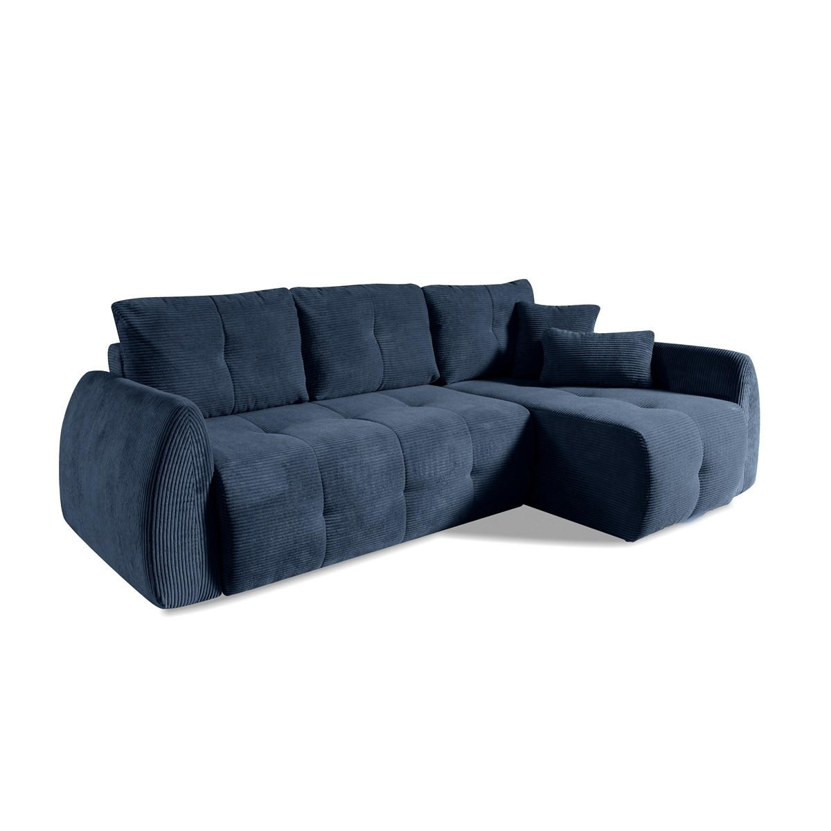 ECKSOFA Luna Dunkelblau, mit Schlaffunktion - Dunkelblau, Holzwerkstoff/Textil (252/155cm) - Bettso
