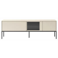 TV-LOWBOARD Bellezo mit beleuchteter Glasvitrine Creme 166/55/41 cm - Creme/Schwarz, Holzwerkstoff (166/55/41cm) - Selsey