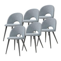 SADA JÍDELNÍCH ŽIDLÍ, 6 KS Karijoki - šedá/tmavě šedá, kov/textil (50/77/55cm) - [en.casa]