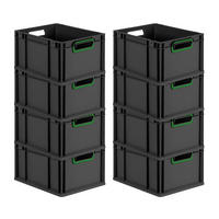 EUROBOX 8x NextGen Color 22x30x40 cm 20 Liter Griffe grün offen, Schwarz - Schwarz/Grün, Kunststoff (30/22/40cm) - PROREGAL