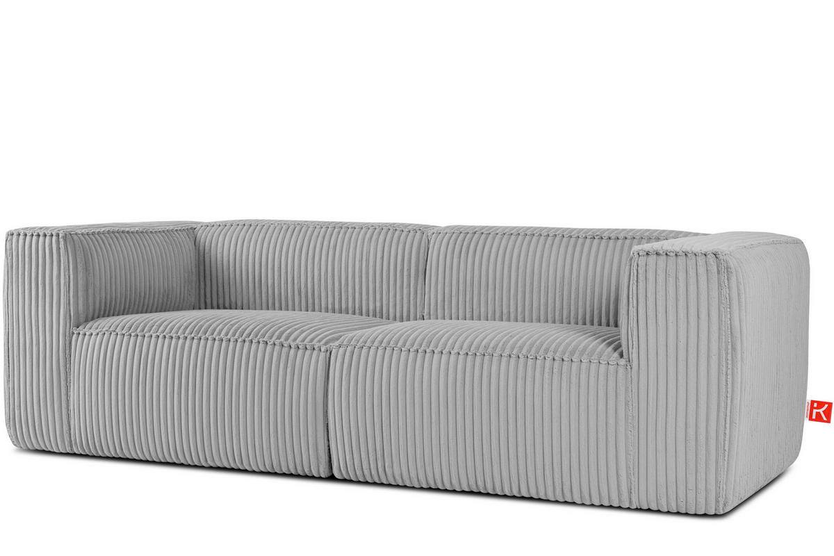 3-SITZER-SOFA FEROX Modern, Cord-Stoff, hellgrau - Hellgrau, Textil (246/73/96cm) - KONSIMO®