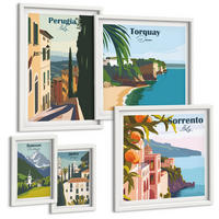 BILDER SET 5er Set - 50x50 cm & 20x30 cm & 40x60 cm Weißer Rahmen - Ansichten europäischer Häfen - Weiß, Kunststoff (40/60cm) - TULUP