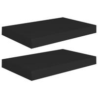 WANDBOARDSET 2-tlg. 40/23/3,8 cm aus Mdf Schwarz - Schwarz, Holzwerkstoff (40/3.8/23cm) - vidaXL