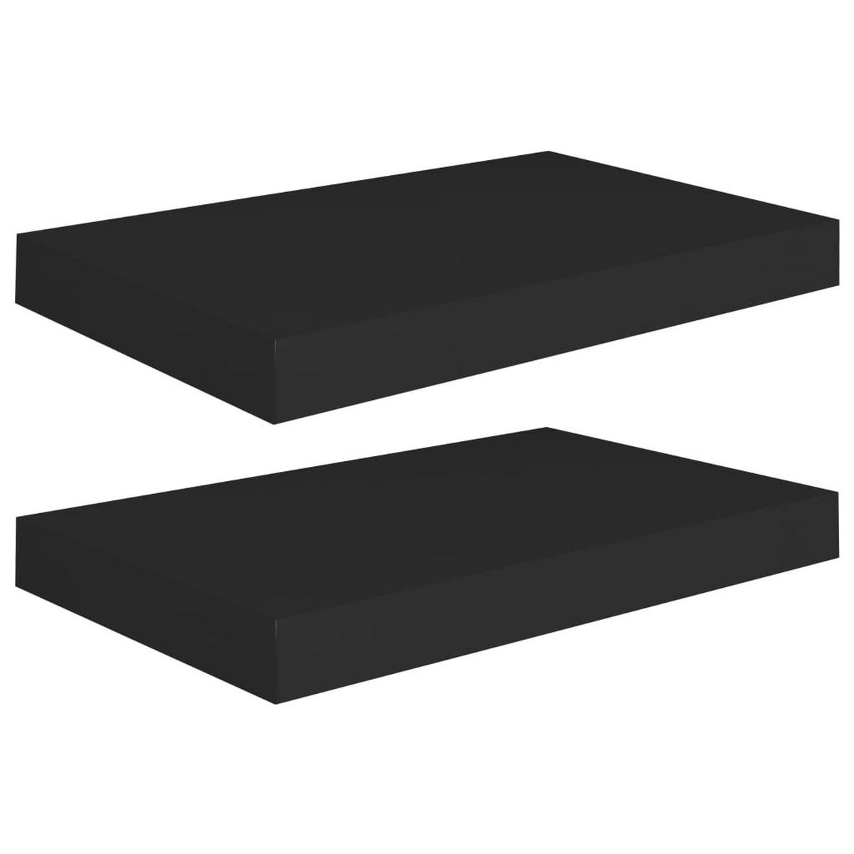 WANDBOARDSET 2-tlg. 40/23/3,8 cm aus Mdf Schwarz - Schwarz, Holzwerkstoff (40/3.8/23cm) - vidaXL